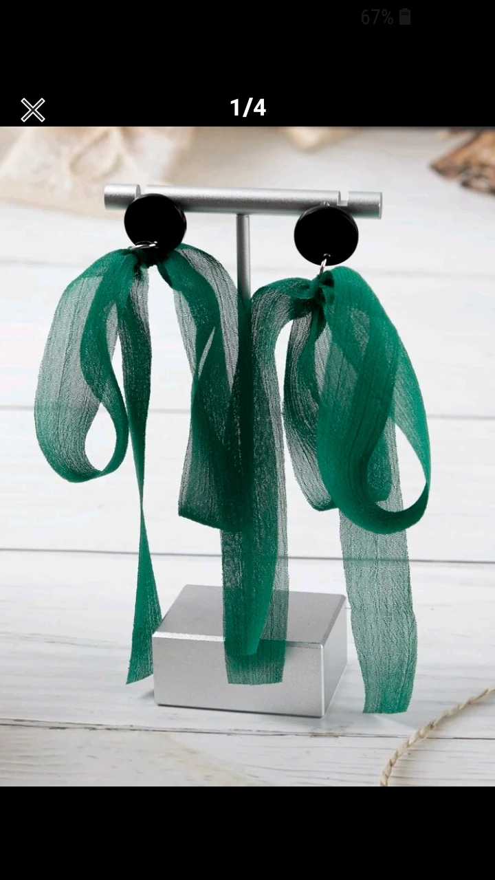 Ribbon bow drop earring thumbnail