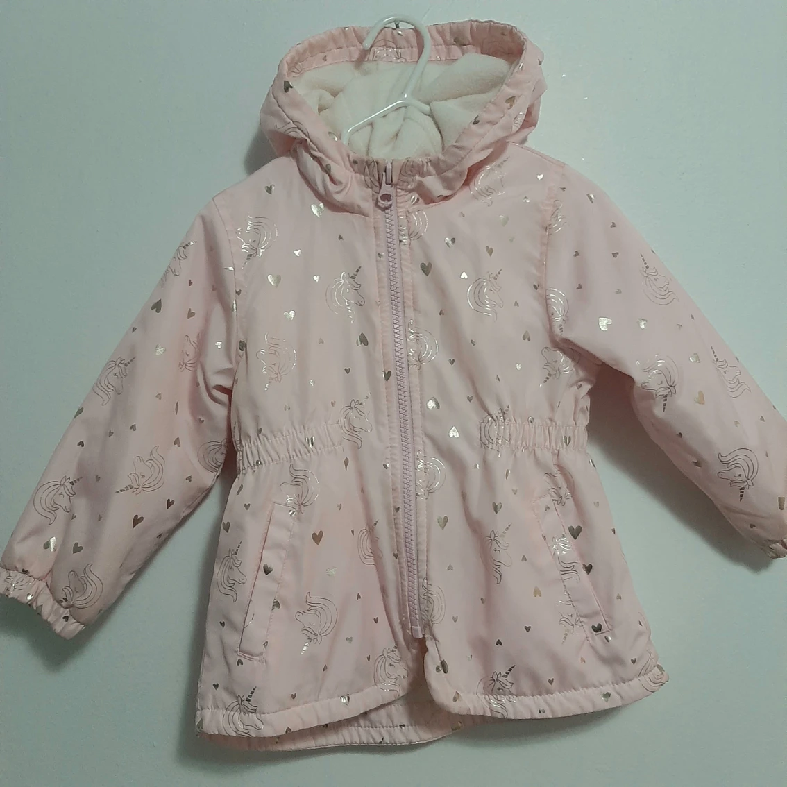 Gold Printed Pink Hooded Jacket 24Months thumbnail