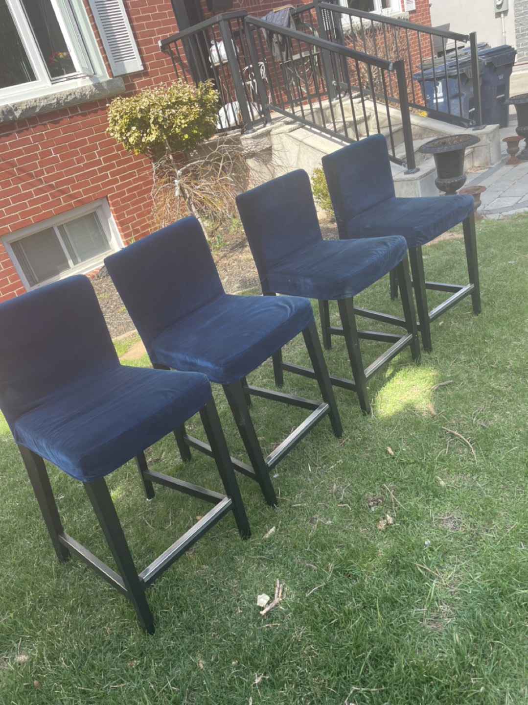 4 royal blue bar chairs/stools set