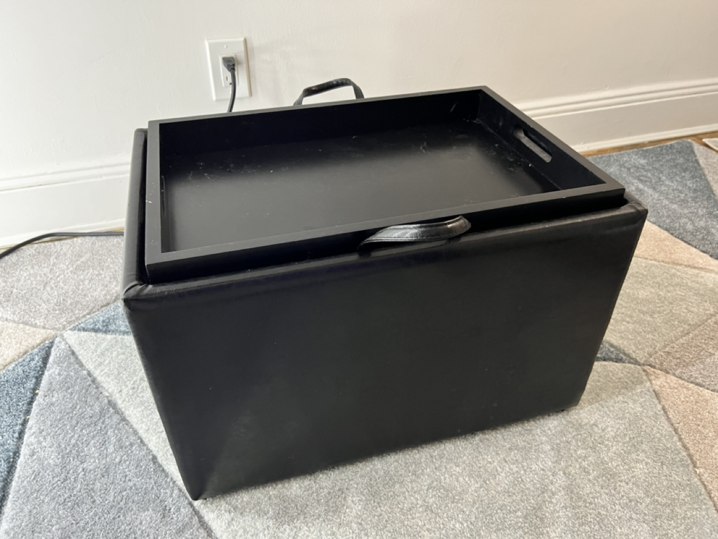 Faux leather storage ottoman - photo 2