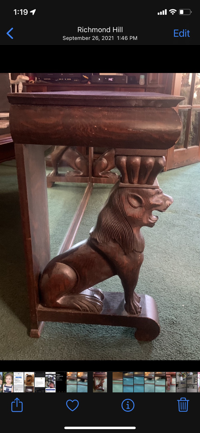 Antique solid oak table with mirror