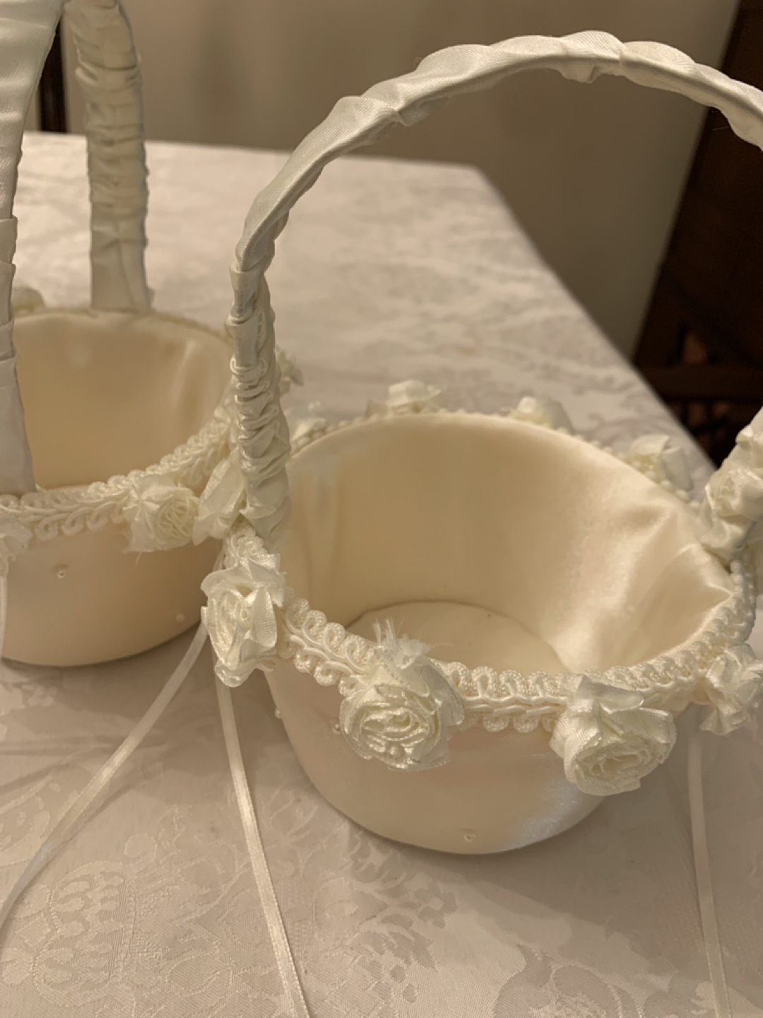 2 wedding flower girl baskets