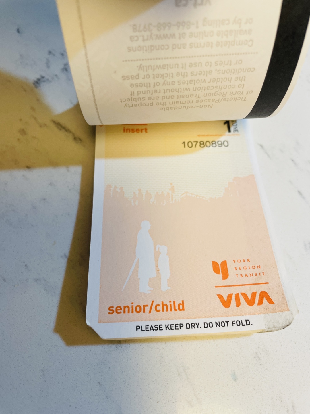 VIVA BUS and YRT TICKET of 8 (1 Zone) - photo 2