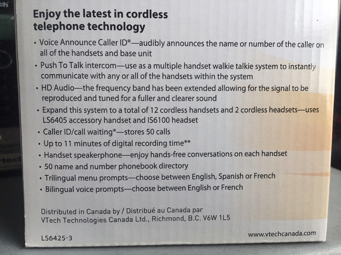 Vtech LS6425-3 DECT 6.0 Cordless Voice Announce Answering System image indicator(3)