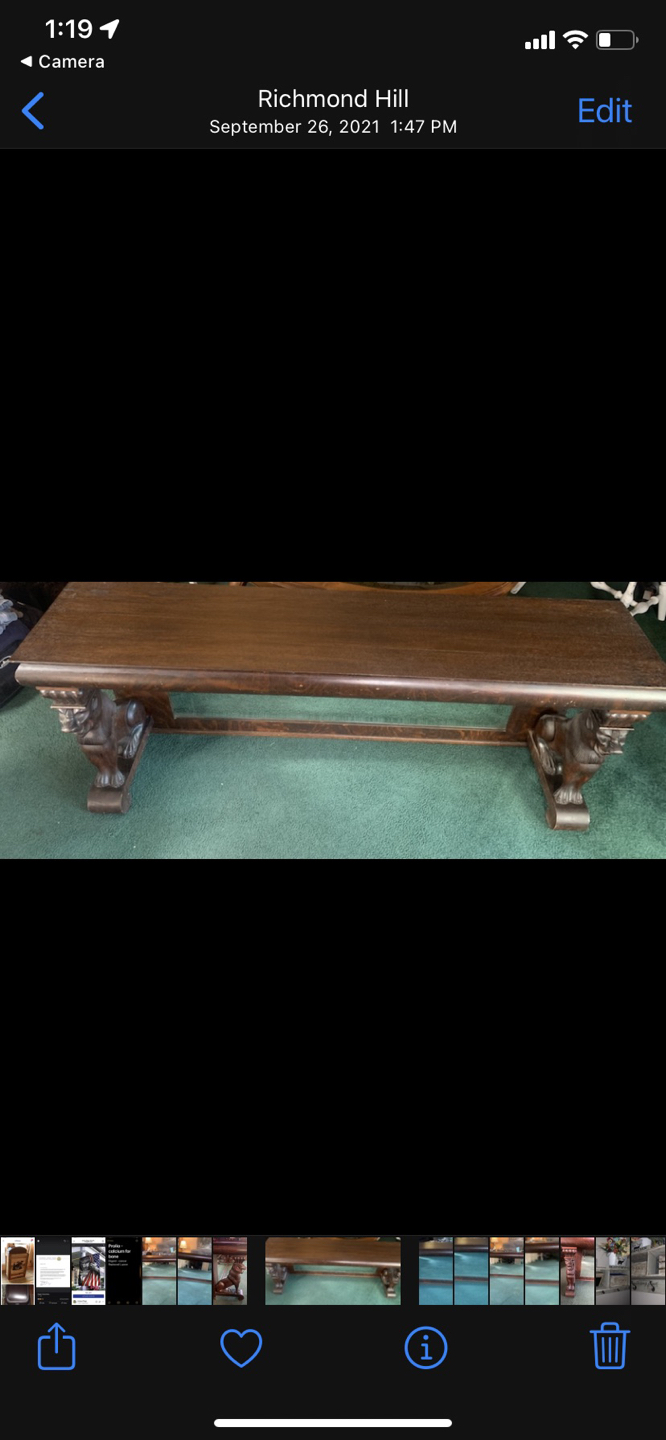 Antique solid oak table with mirror - photo 2
