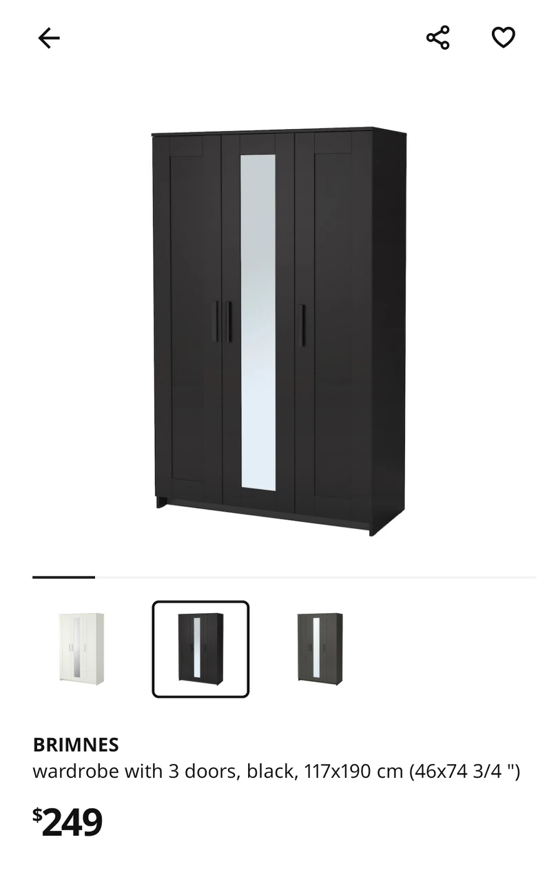 Brimnes wardrobe with 3 doors