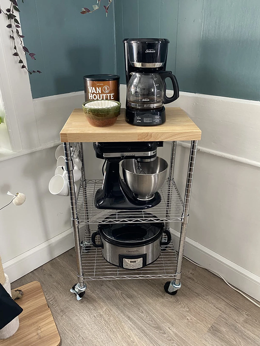 Microwave stand kitchen organizer shelf cutting board