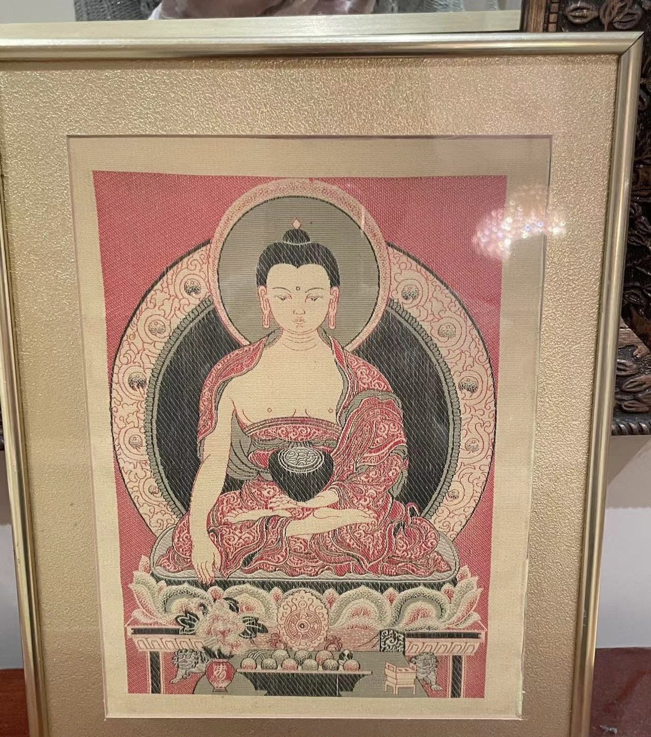Silk Thangka, knit together, gold color frame thumbnail