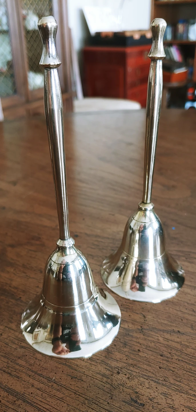 2 Long Handle Silver plated Bells