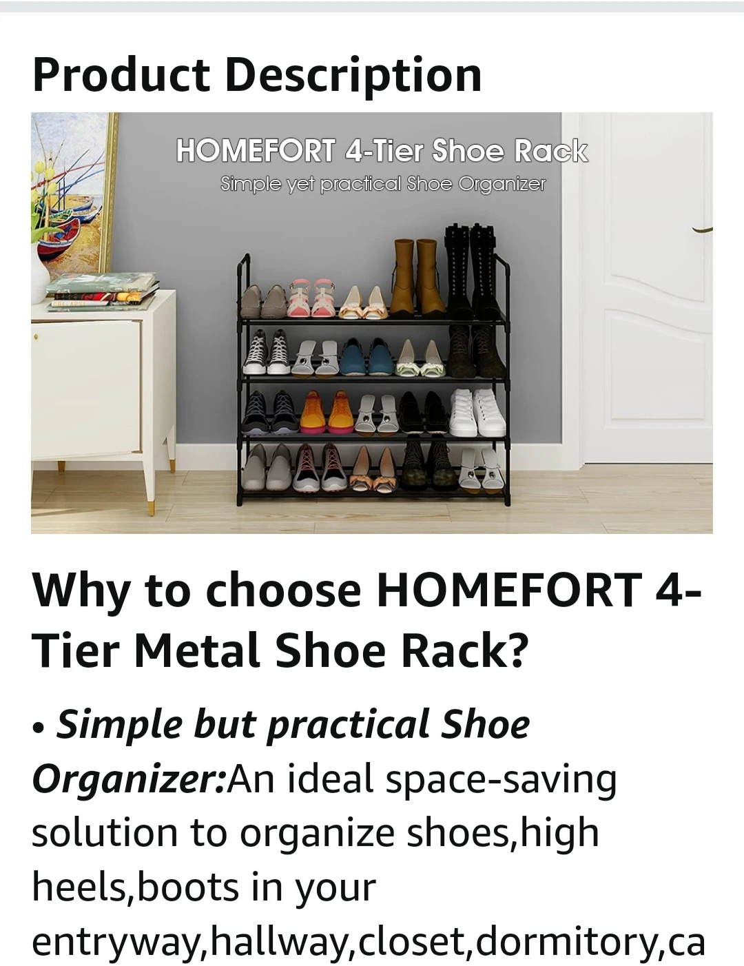 4 tier metal shoe rack