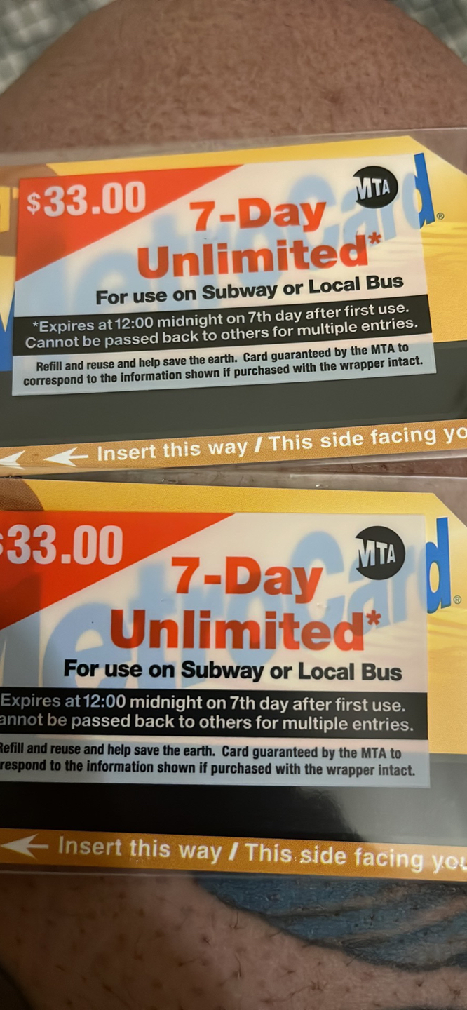 Metro card  $ 7day
