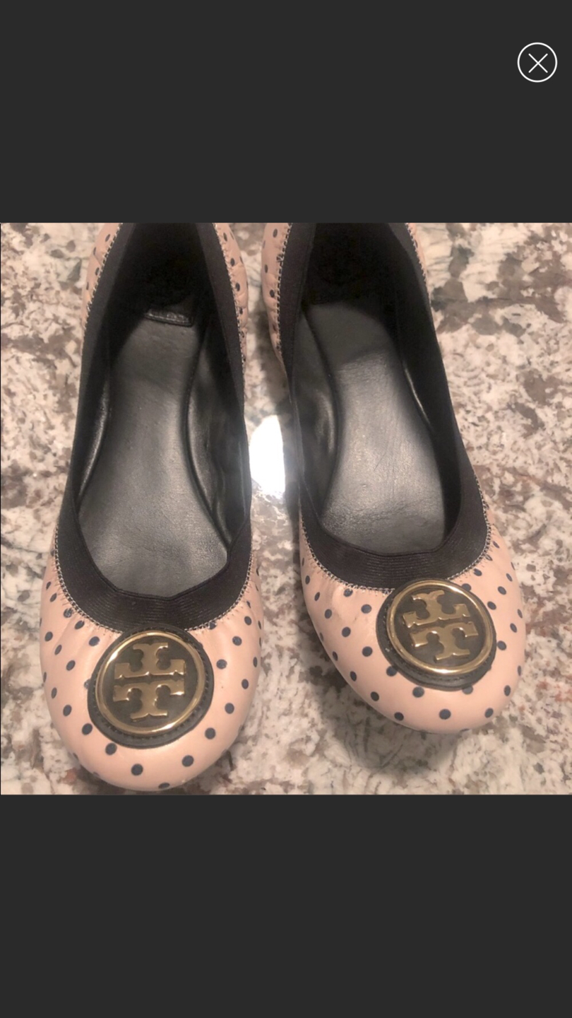 Tory Burch Caroline Pink and Black Polka Dot Flats image indicator(2)
