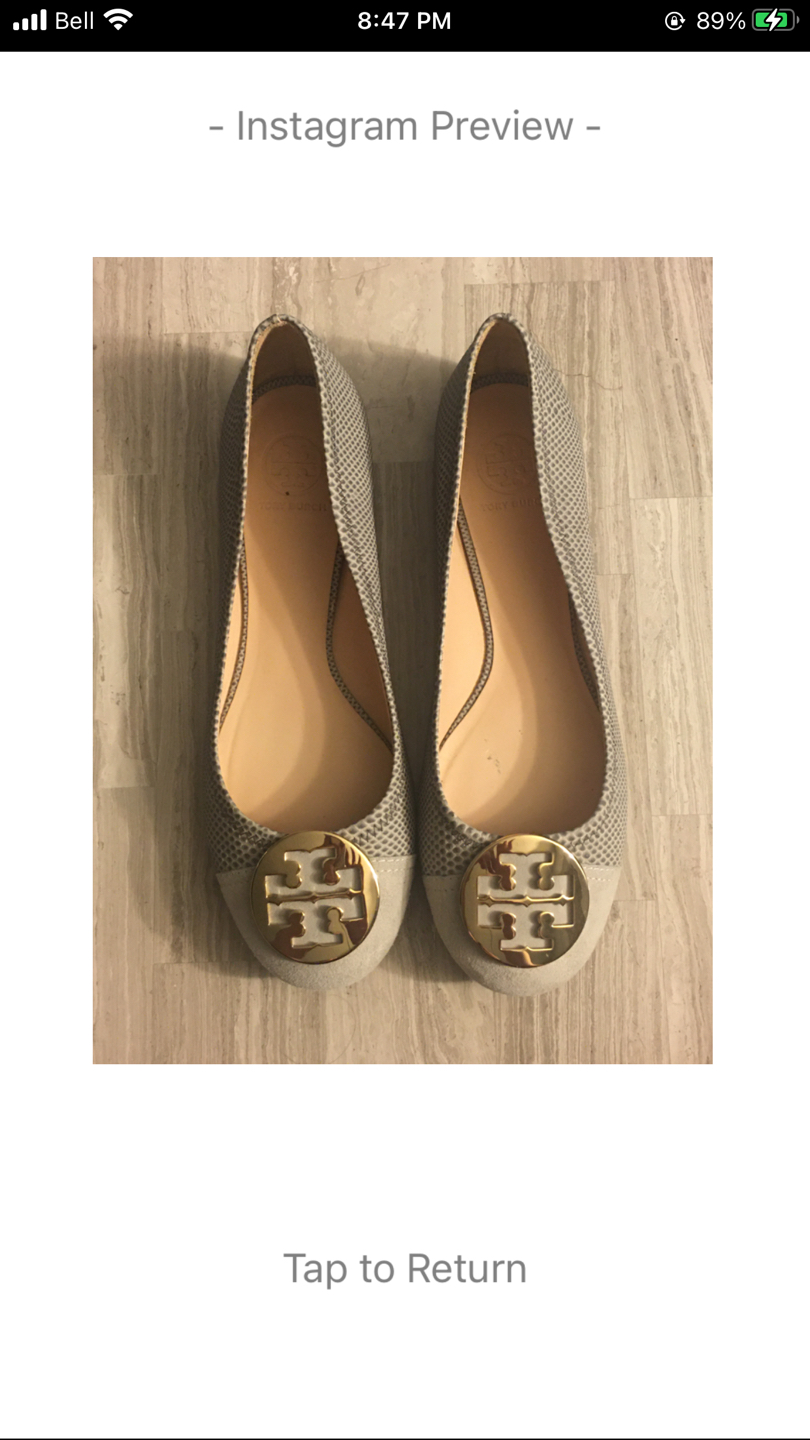 Tory Burch Two Toned Grey Snakeskin Flats