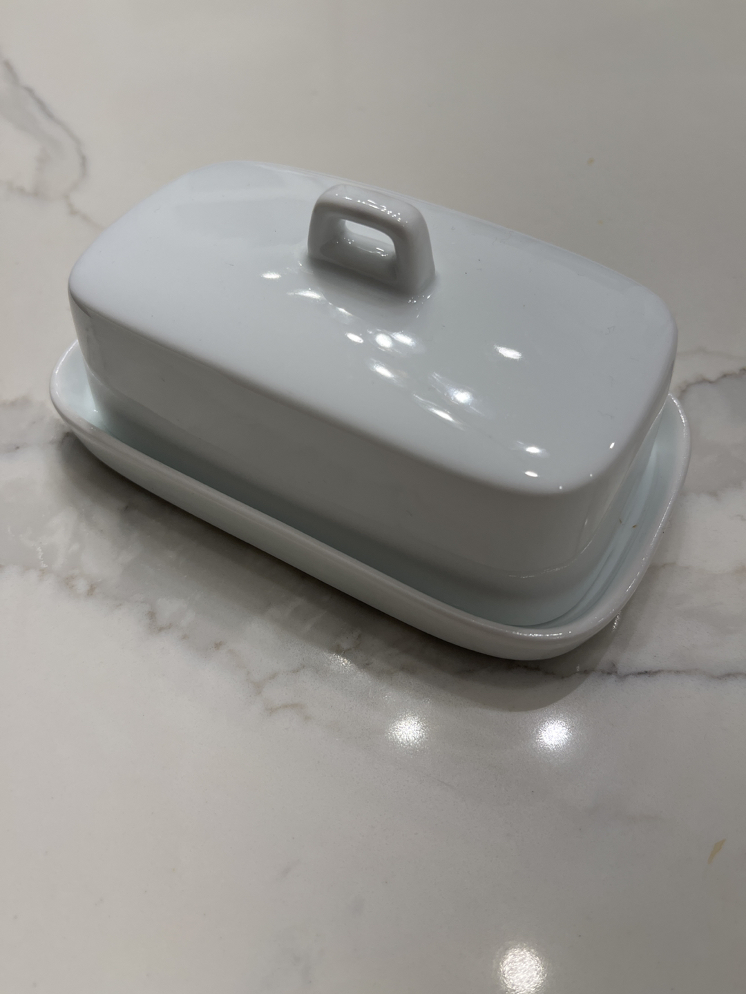 Porcelain white butter dish thumbnail