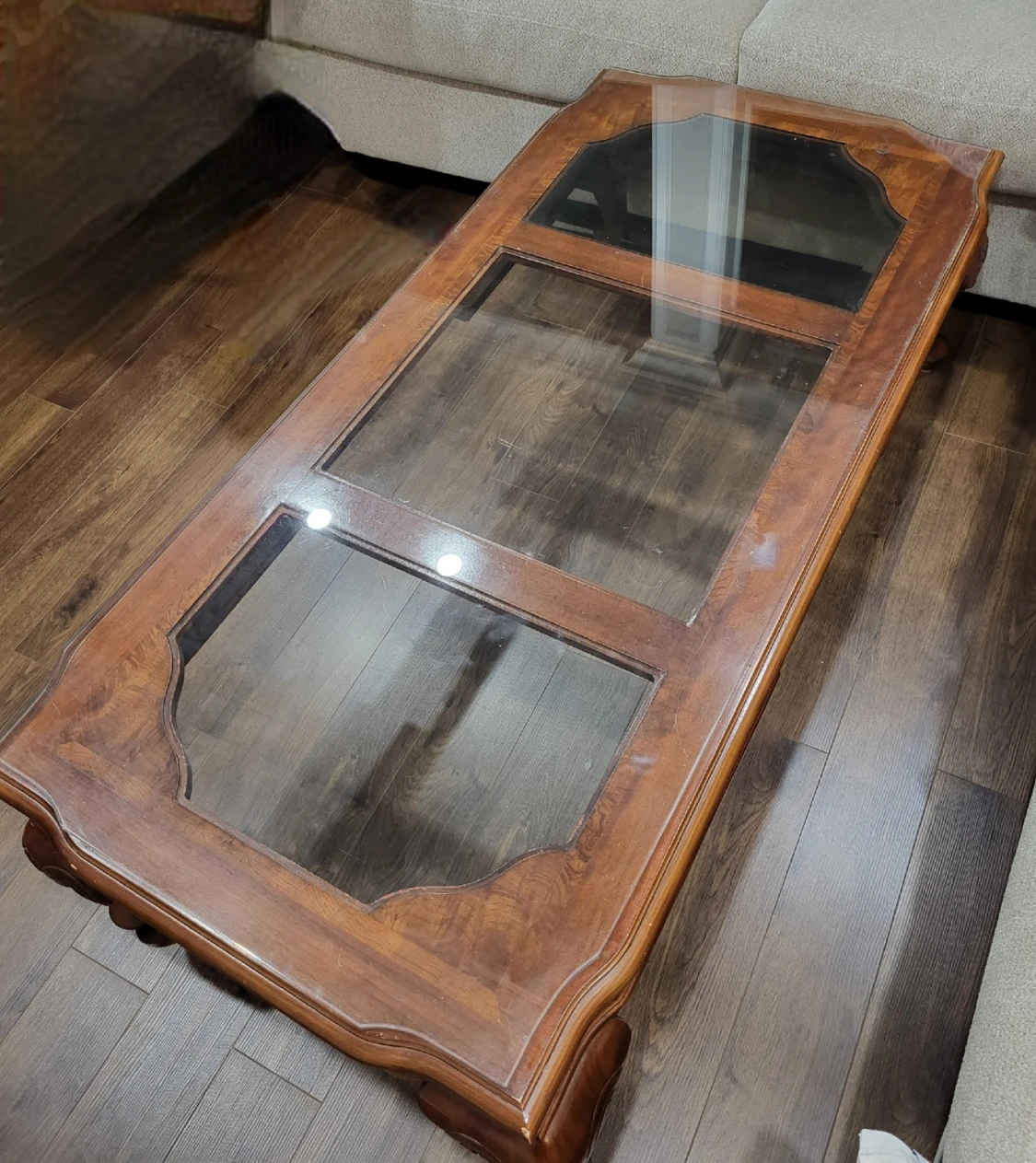 Beautiful Wooden Coffee Table with Glass Top