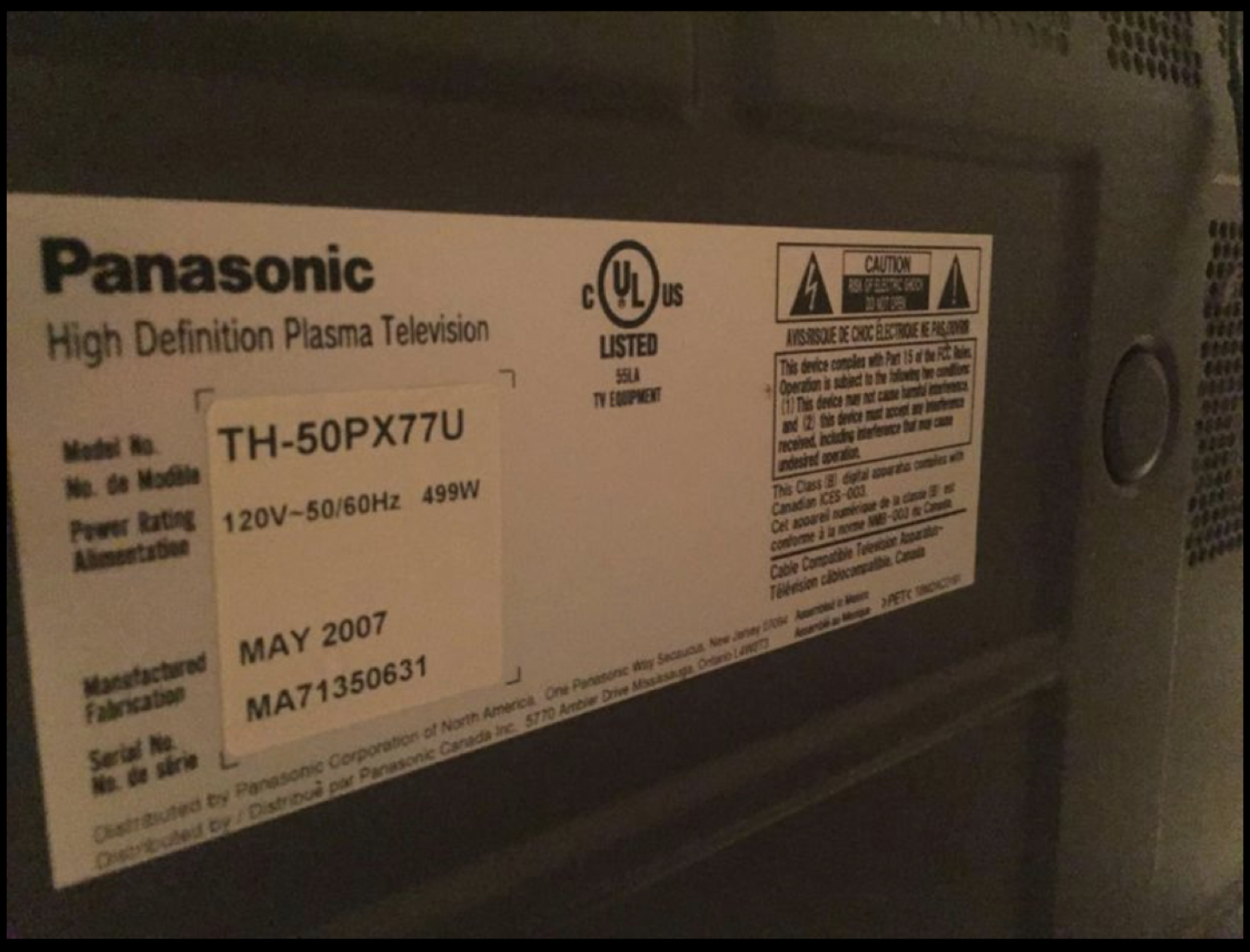 Panasonic Plasma Tv 50” image indicator(4)