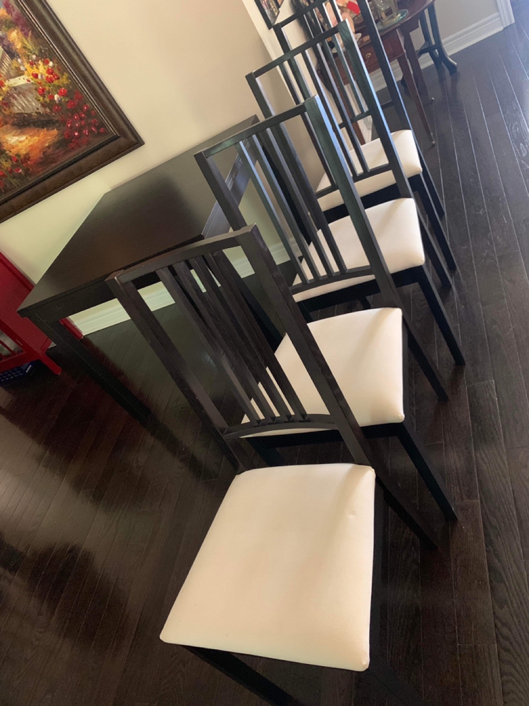 Dark brown wood dinning table thumbnail