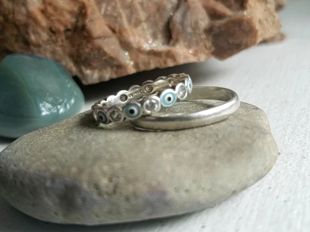 Stamped 925 Silver ( one CZ ) band rings image indicator(3)