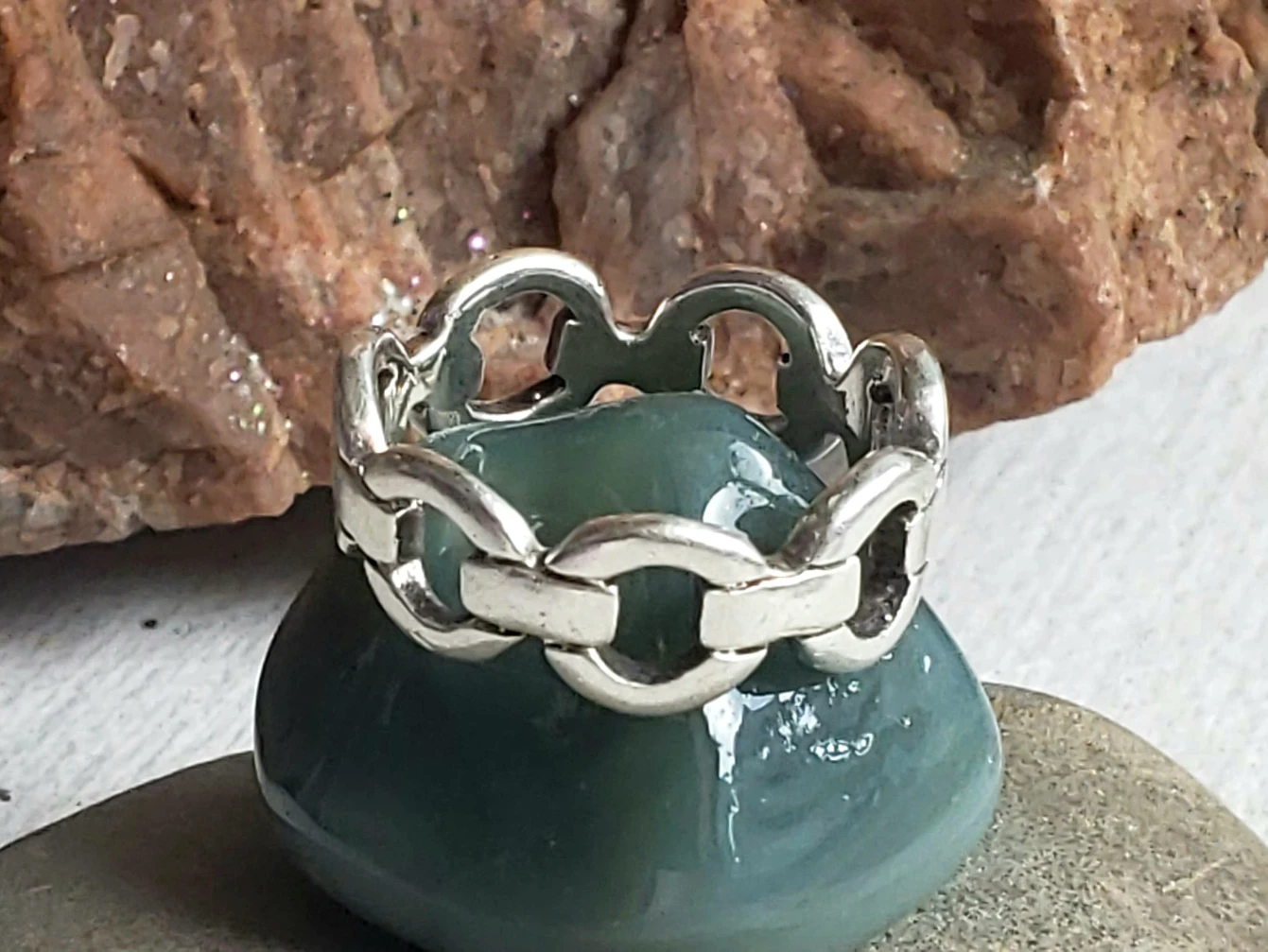 Stamped 925 Silver (heavy) Chain style ring image indicator(3)