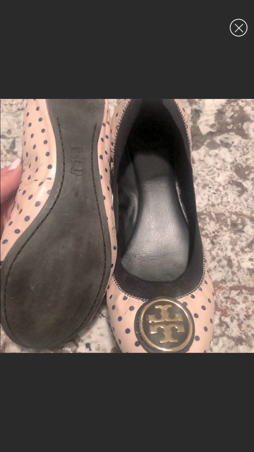 Tory Burch Caroline Pink and Black Polka Dot Flats image indicator(5)