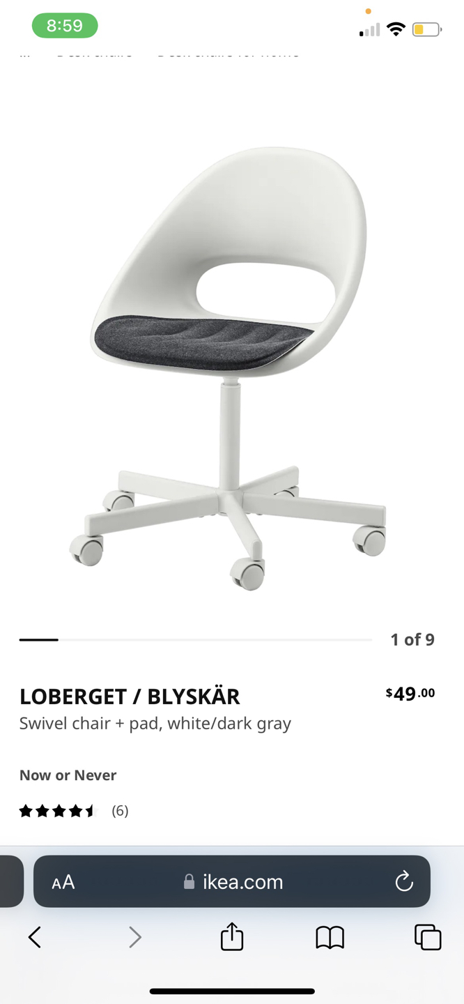 Ikea LOBERGET / BLYSKÄR
Swivel chair + pad, white/dark gray - photo 2