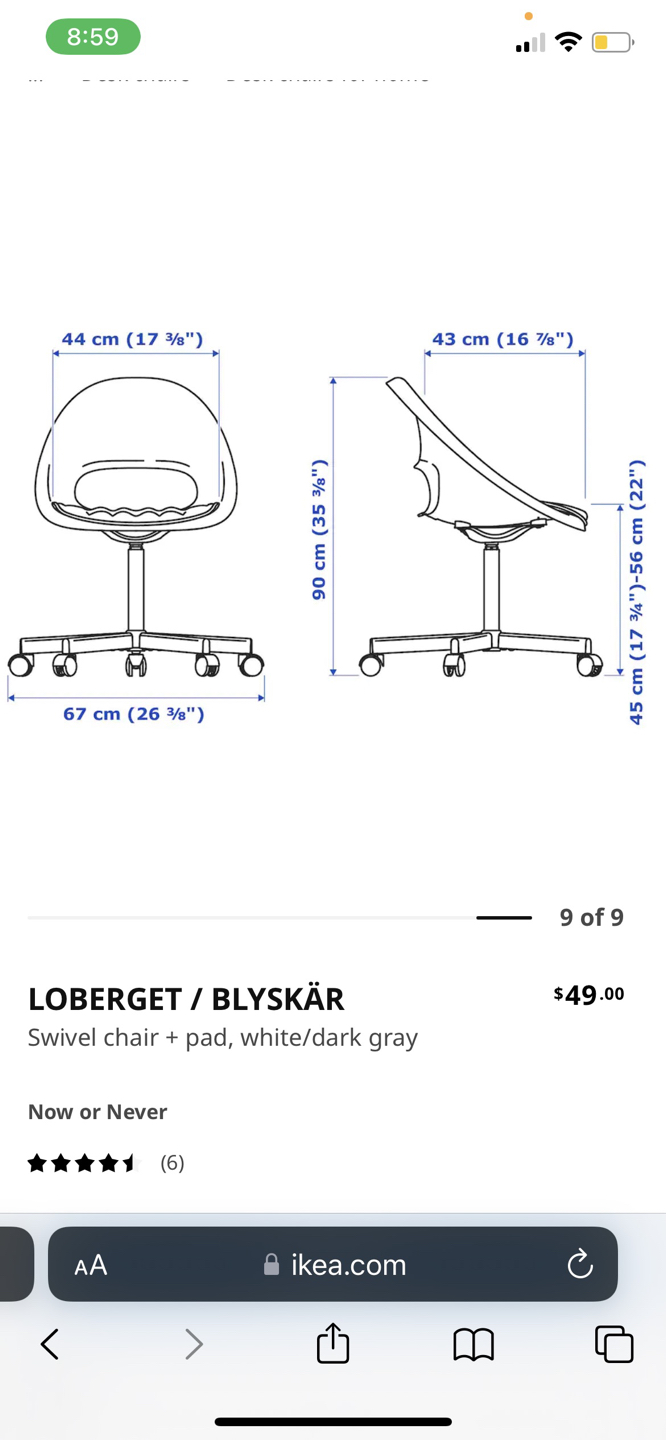 Ikea LOBERGET / BLYSKÄR
Swivel chair + pad, white/dark gray - photo 3