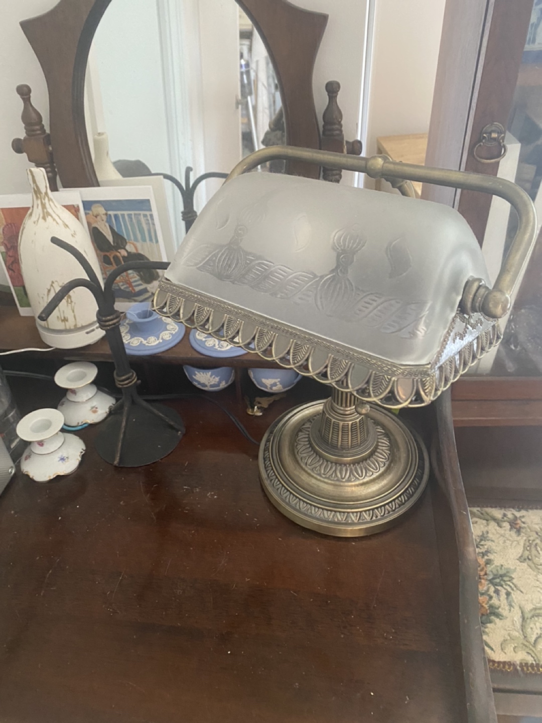 Antique bank lamp - photo 4