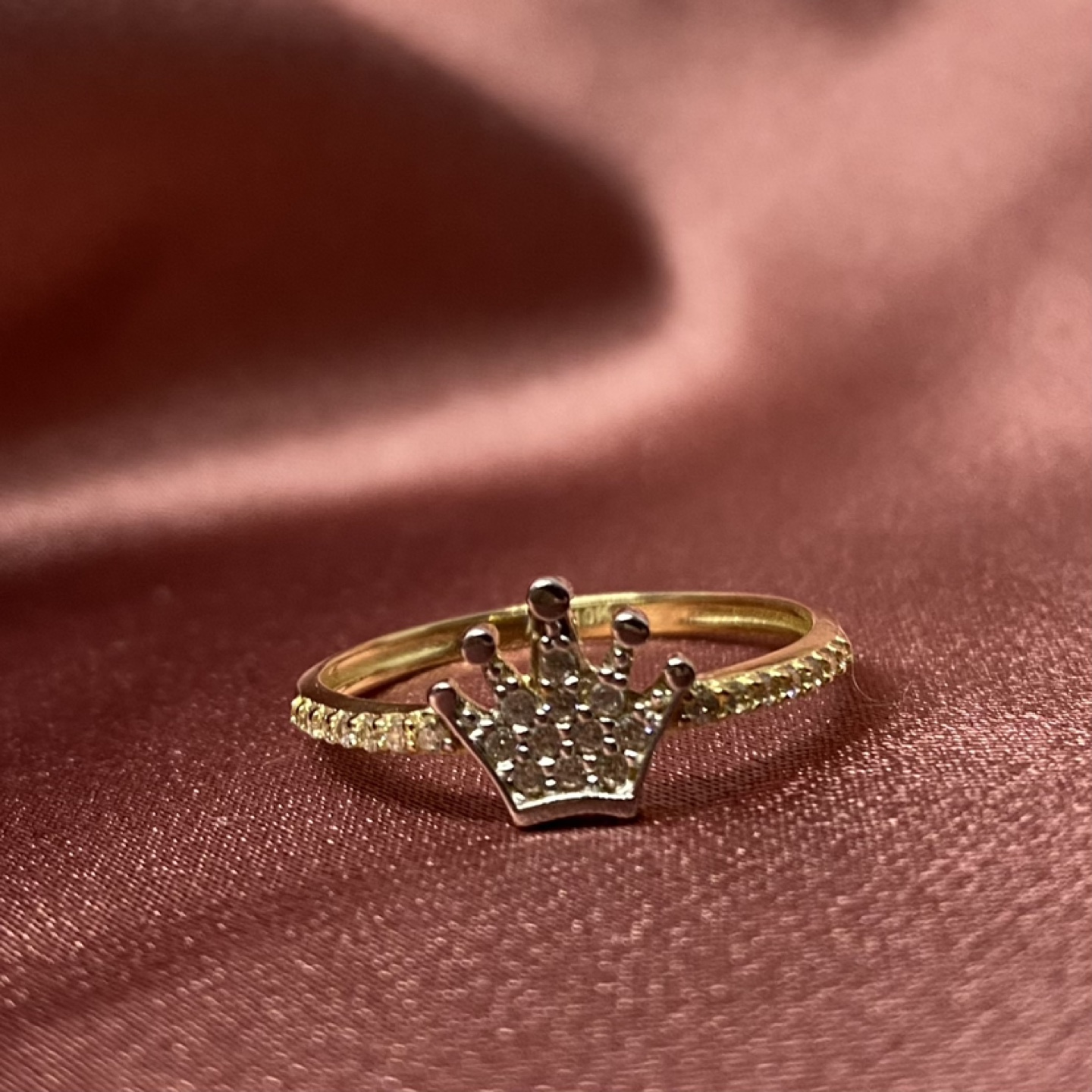 10K gold micro crown ring thumbnail