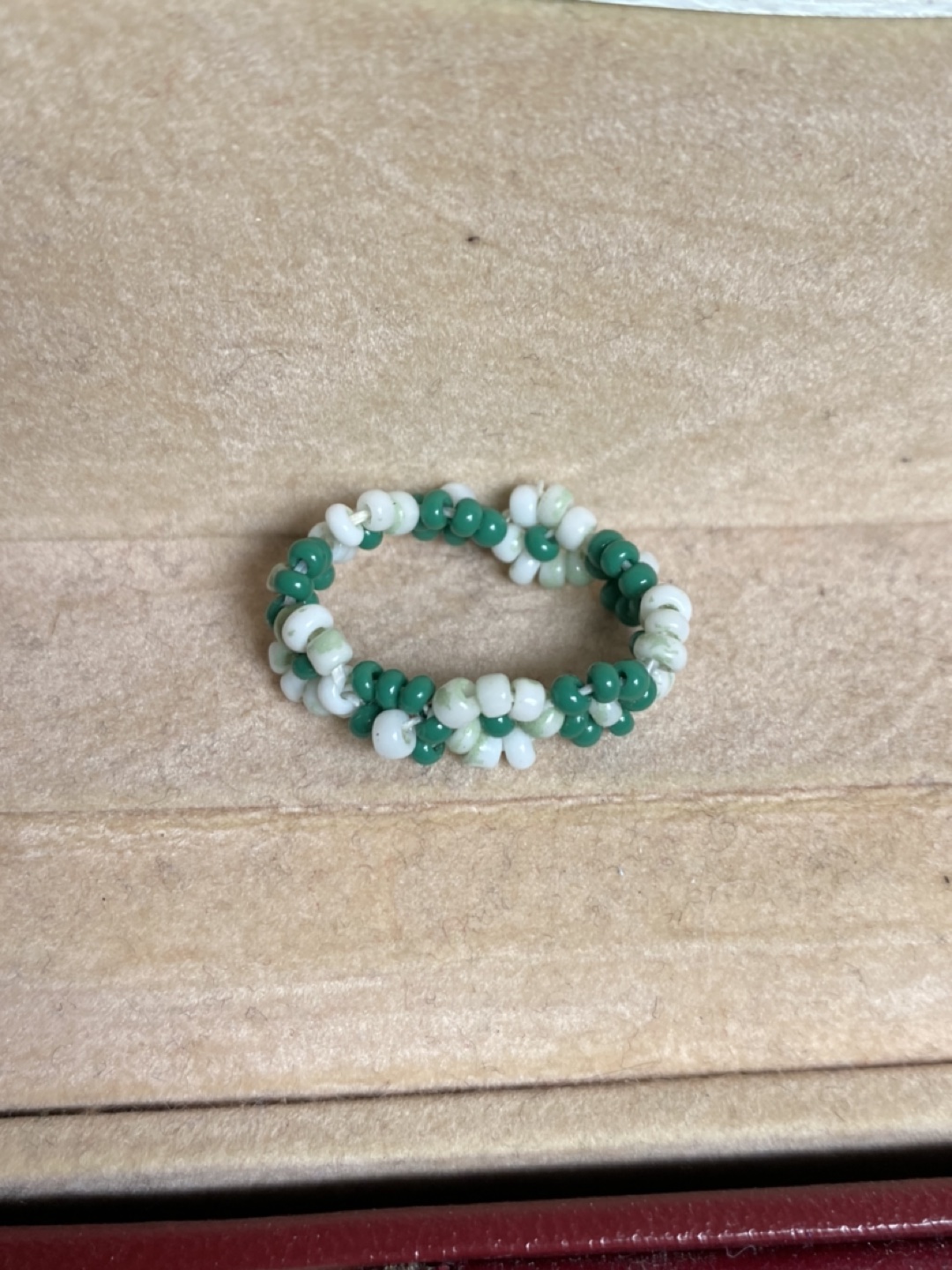 Beaded green floral ring - photo 2
