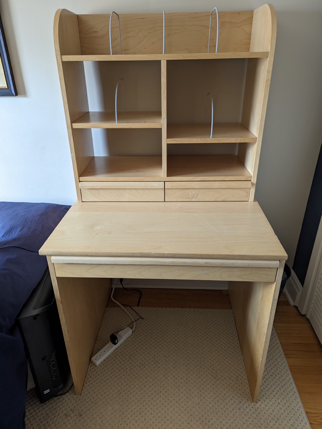 Wood desk with bookshelves