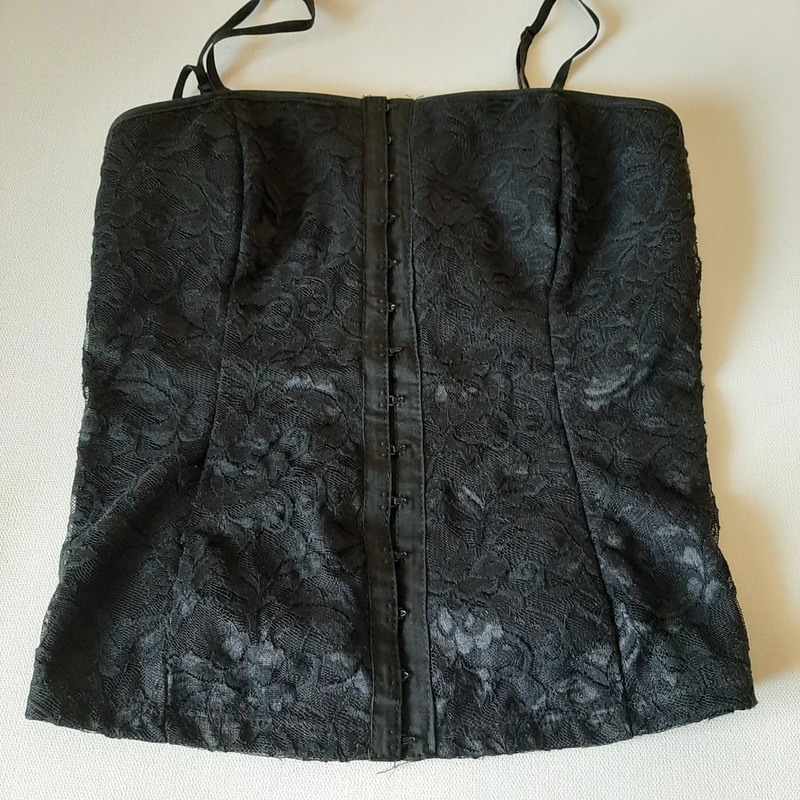 Black Lace Floral Corset with hook details XS thumbnail