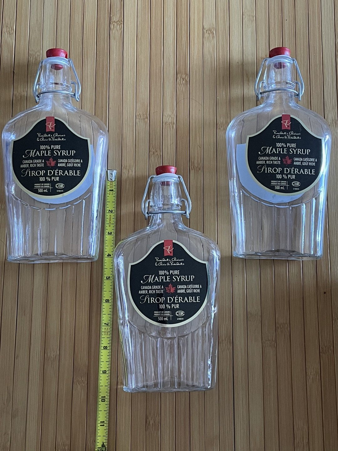 3 x Empty Glass maple syrup bottles thumbnail