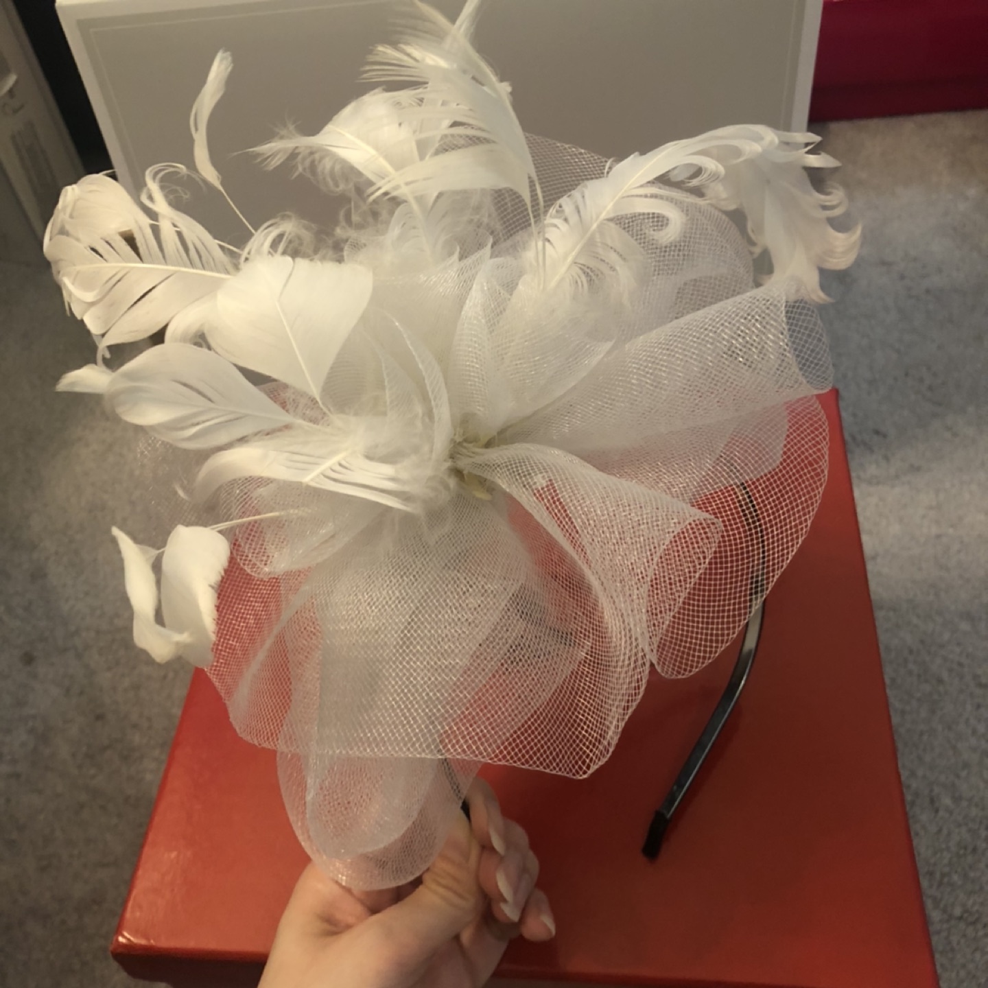 Custom made white wedding mesh headband /hair pieces - photo 4