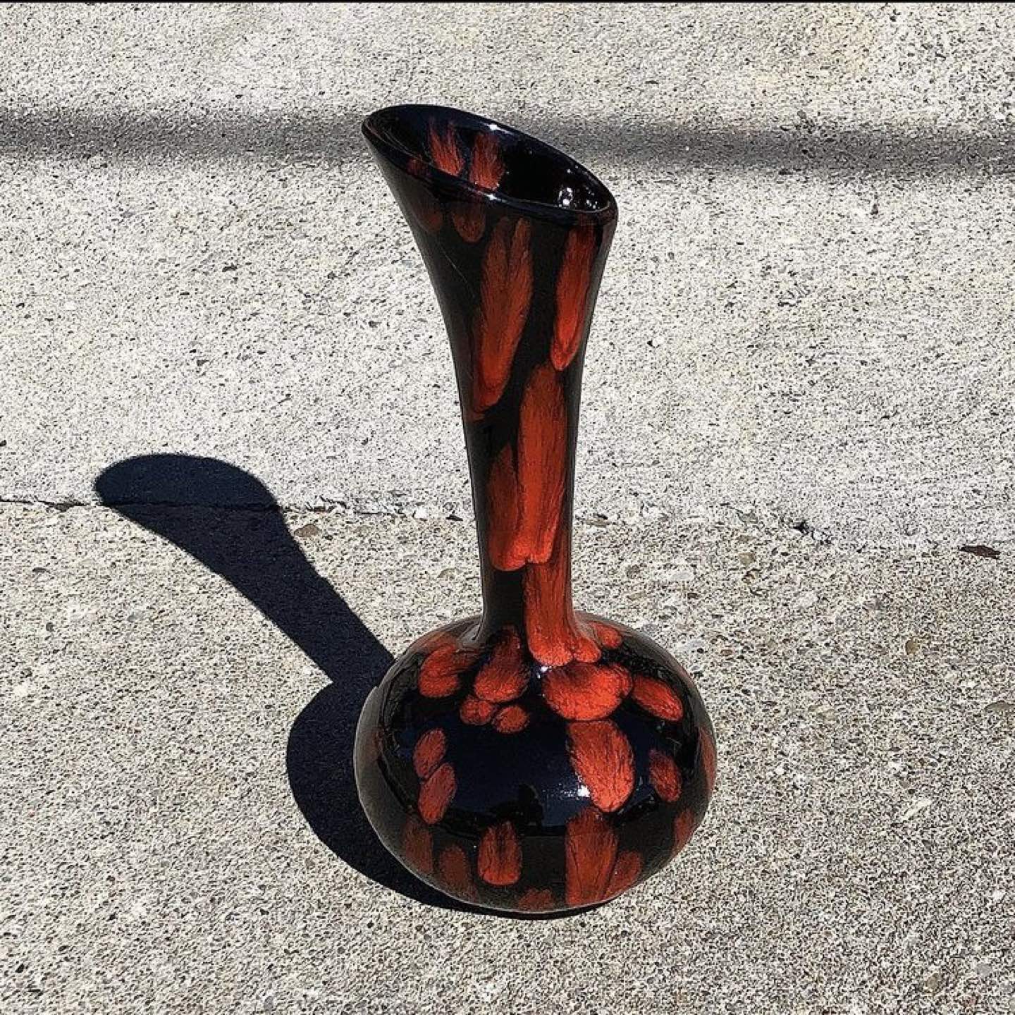 Vintage 70s Red and Black Vase