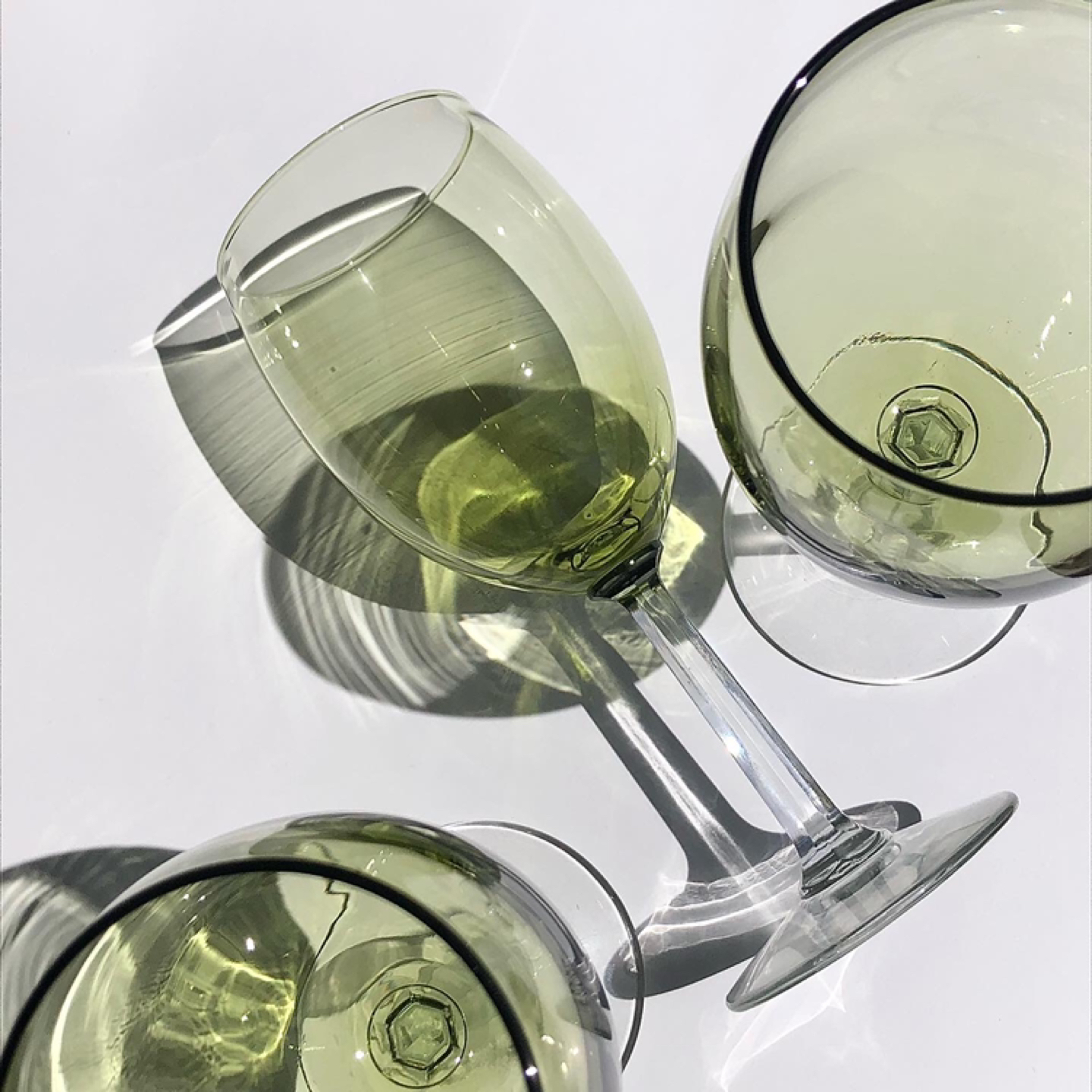 Set of 3 Vintage Olive Green Win Glasses
