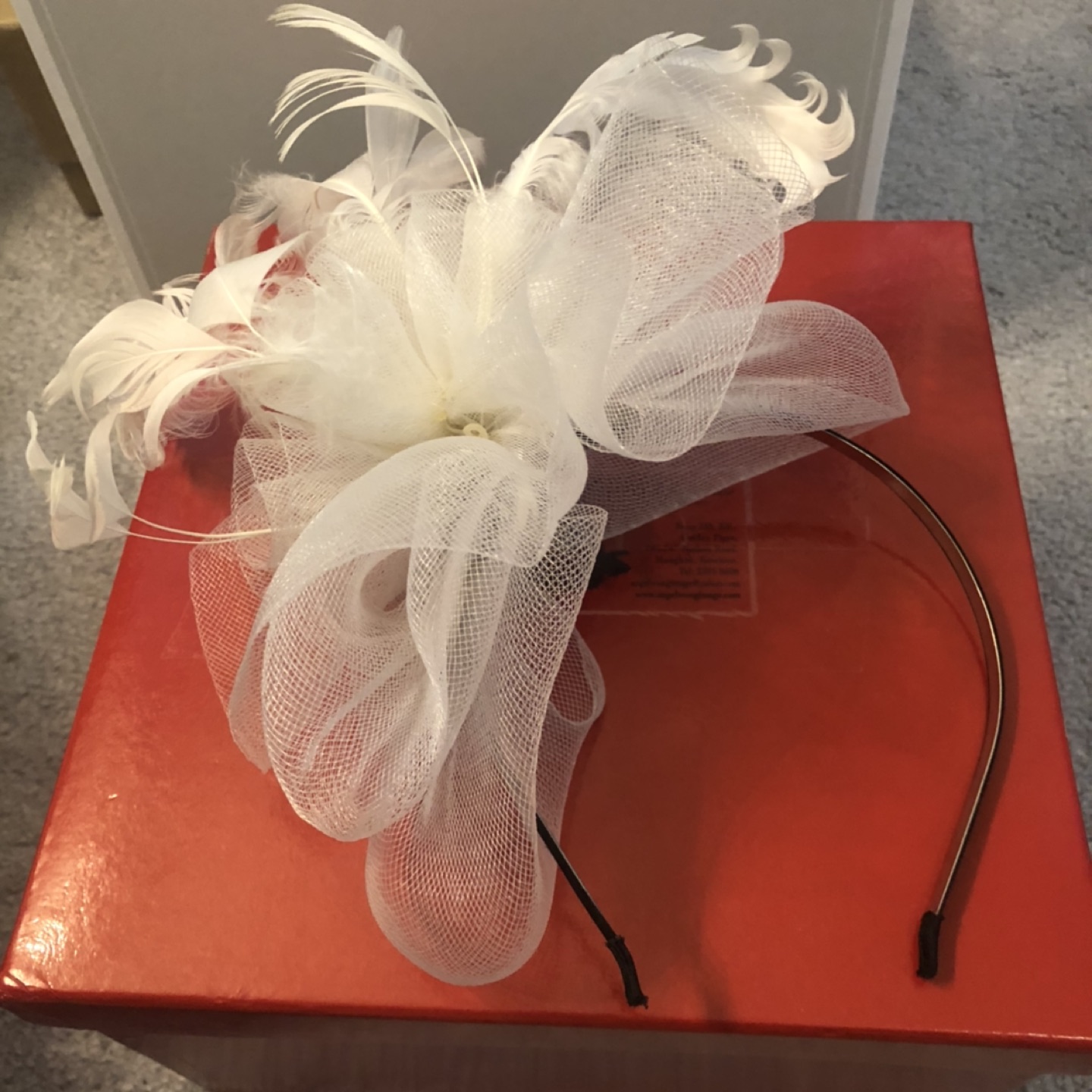 Custom made white wedding mesh headband /hair pieces - photo 5