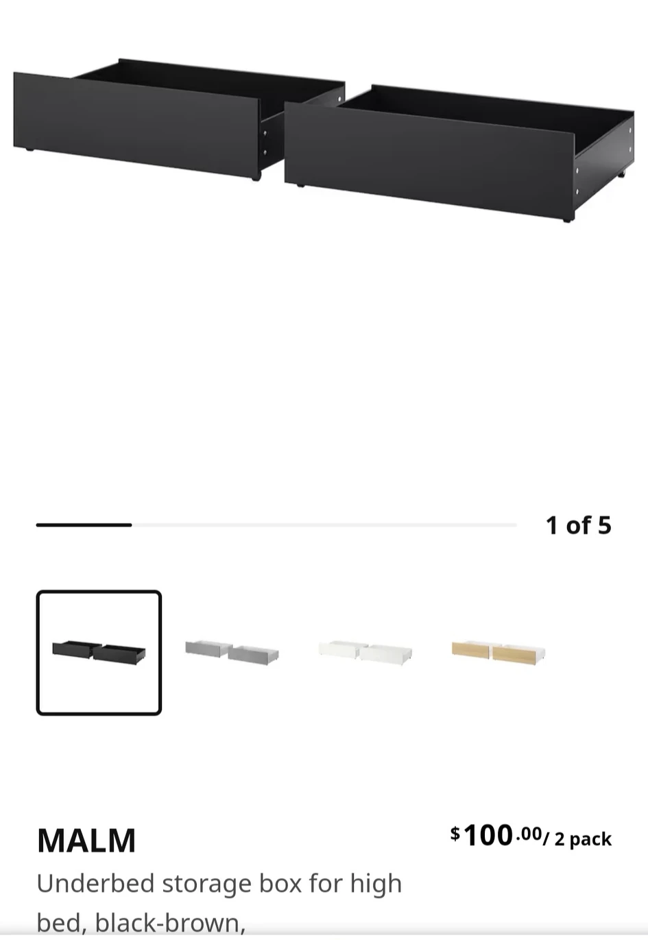 MALM High bed frame/2 storage drawers, black-brown/Luröy, King - photo 5