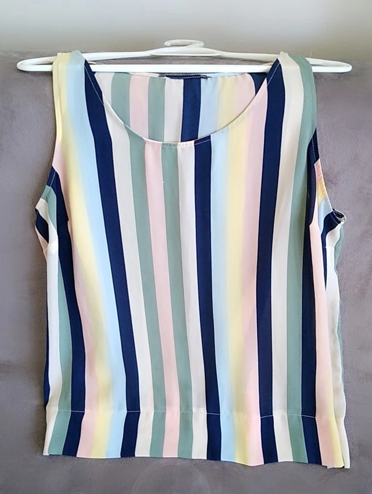 colorful spring summer striped sleeveless tank thumbnail
