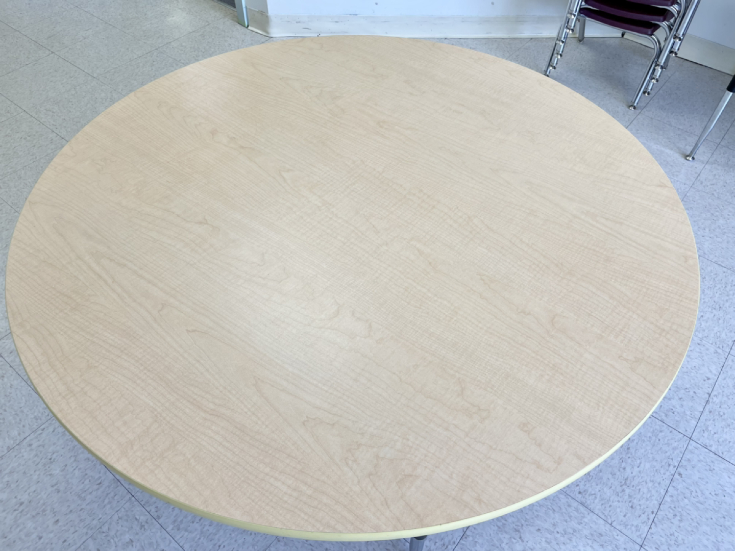 Adjustable table, round maple with yellow , 48” x 25H. - photo 3