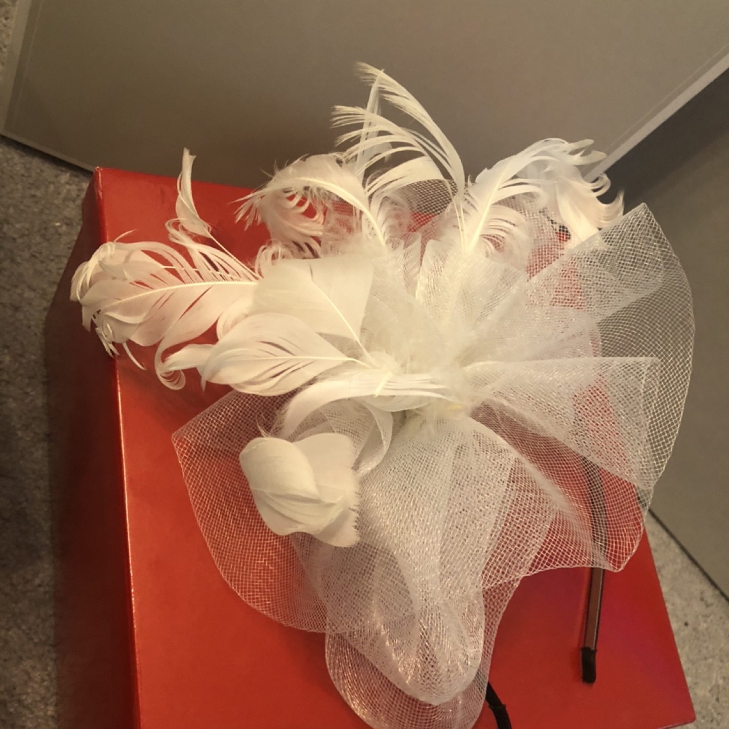 Custom made white wedding mesh headband /hair pieces - photo 2