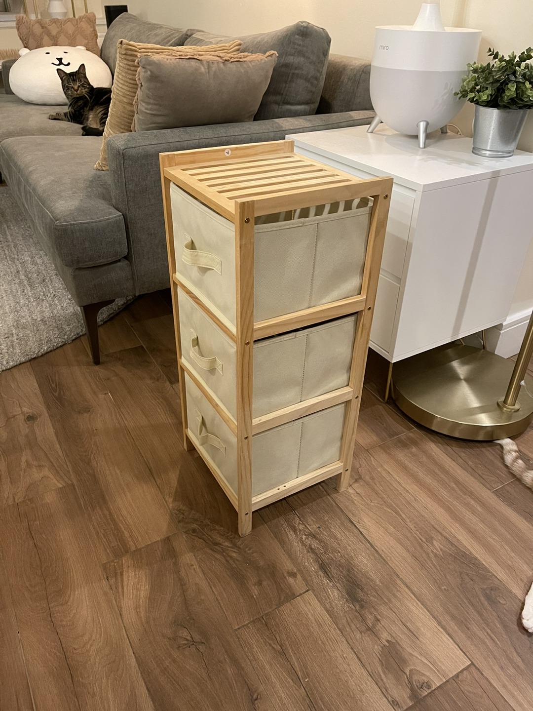 3 Drawer Wood Chest with Fabric bins - photo 2