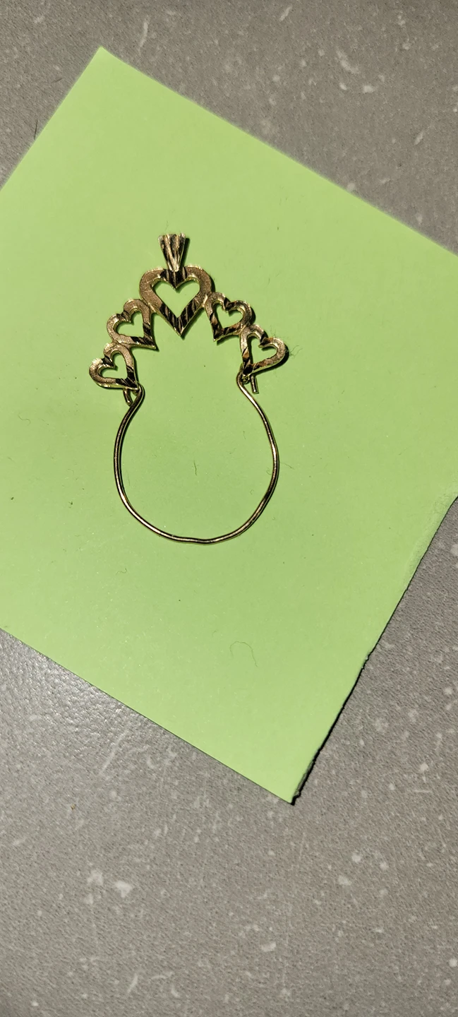 5 HEART, 10K GOLD CHARM HOLDER FOR NECKLACES thumbnail