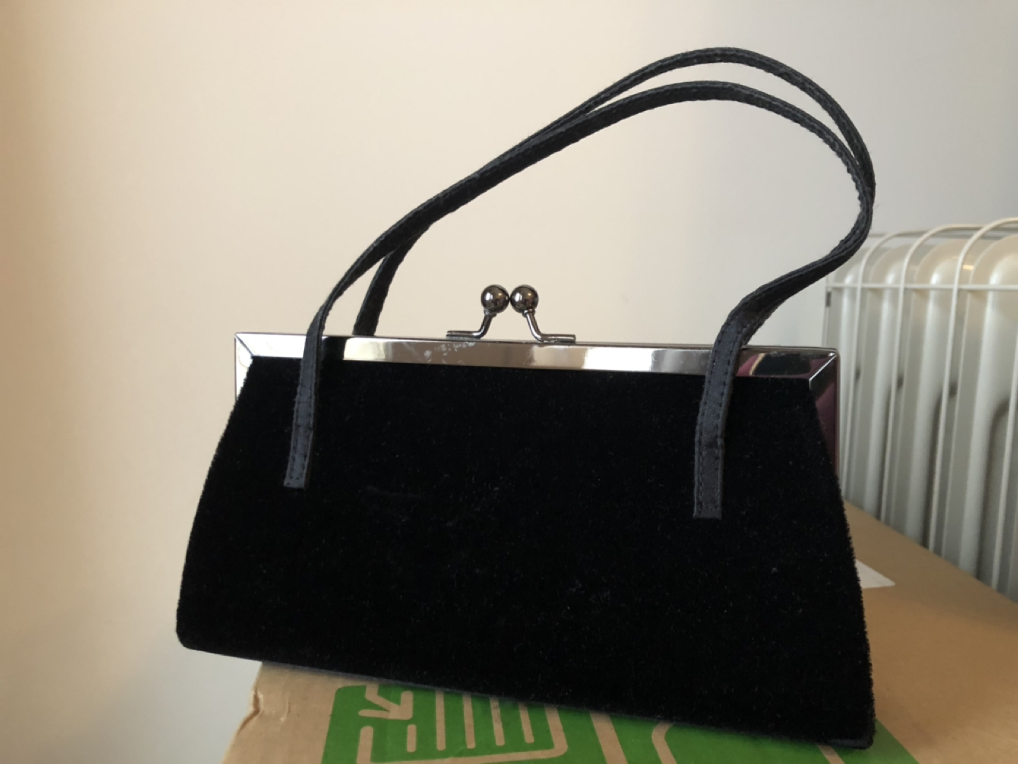 New never used black velour velvet purse thumbnail