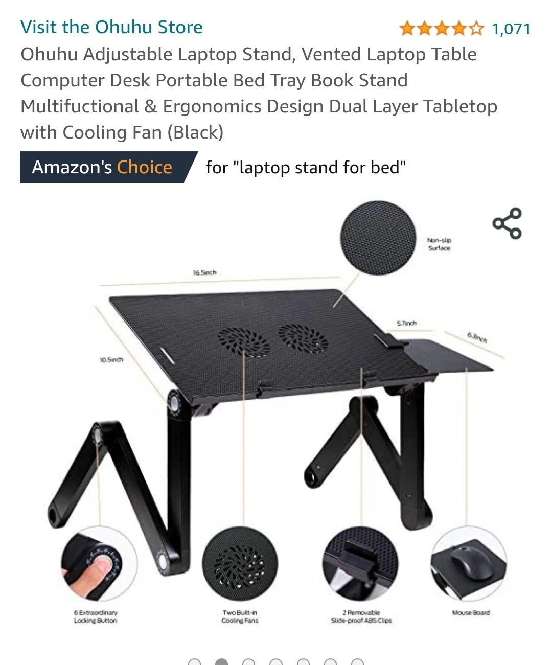 Adjustable laptop stand with cooling fan - photo 2
