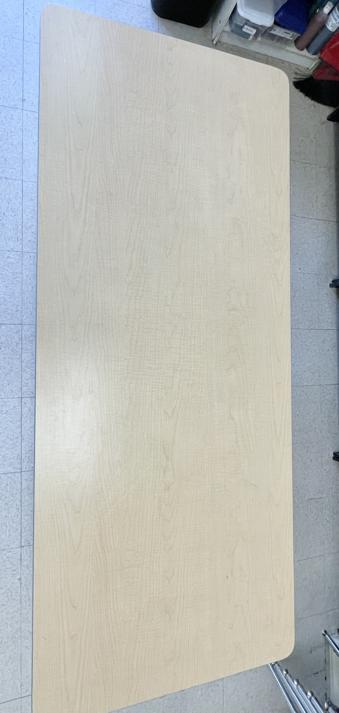Adjustable table, rectangle maple with blue, 30”D x 72”W x 25”H. - photo 2