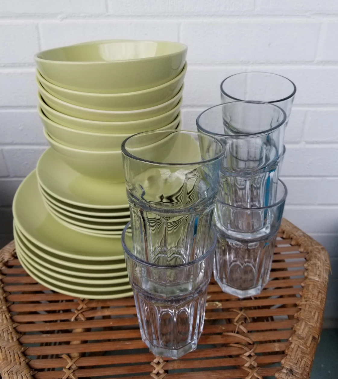 IKEA LIGHT GREEN 18 PIECE PLACE SETTING/ 6 FREE GLASSES thumbnail