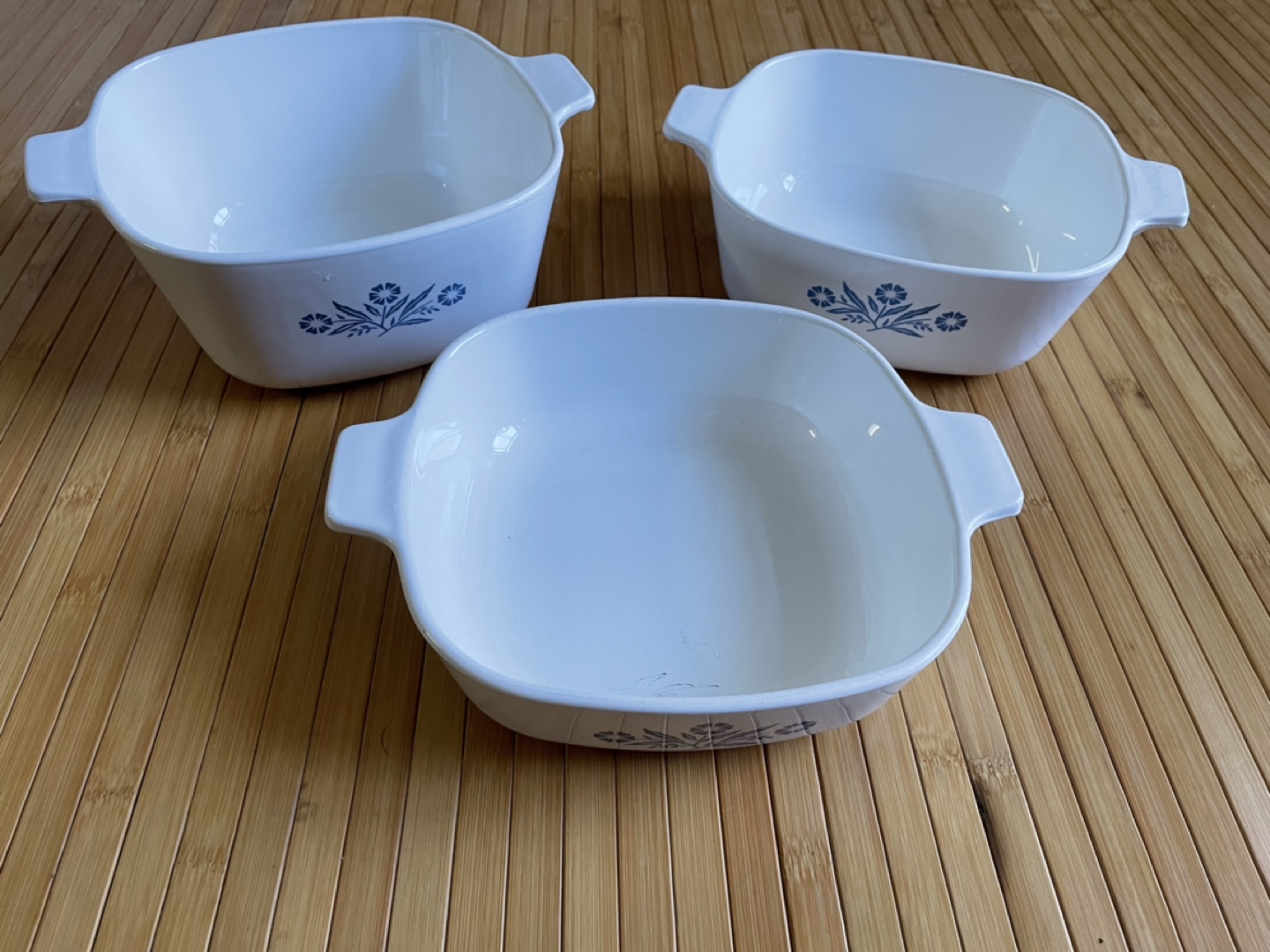 Three Corningware casserole dishes. No lids thumbnail