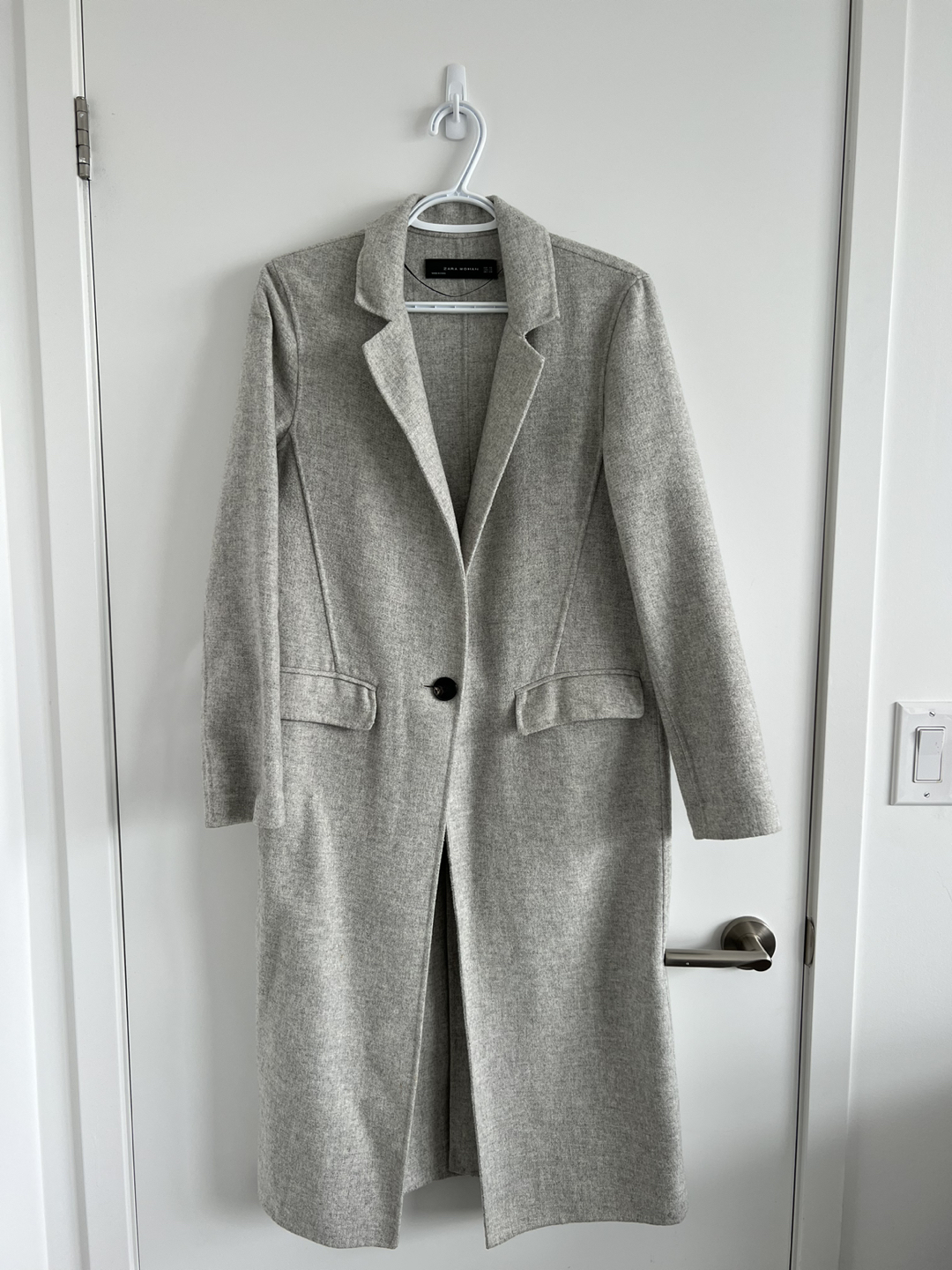 Zara long grey coat thumbnail