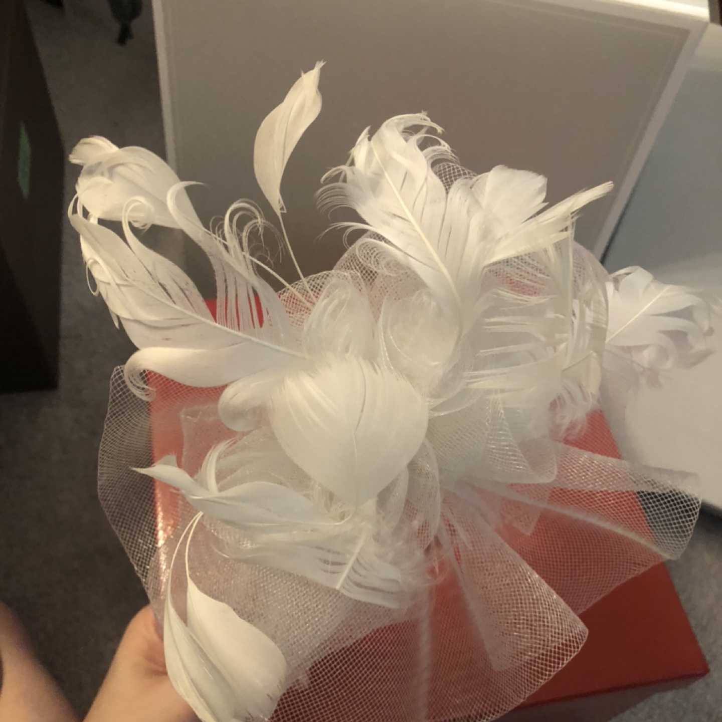 Custom made white wedding mesh headband /hair pieces