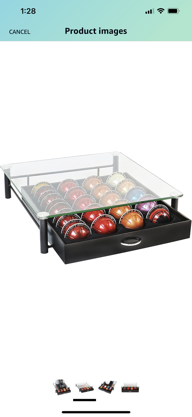 nespresso vertuo pod holder with glass top